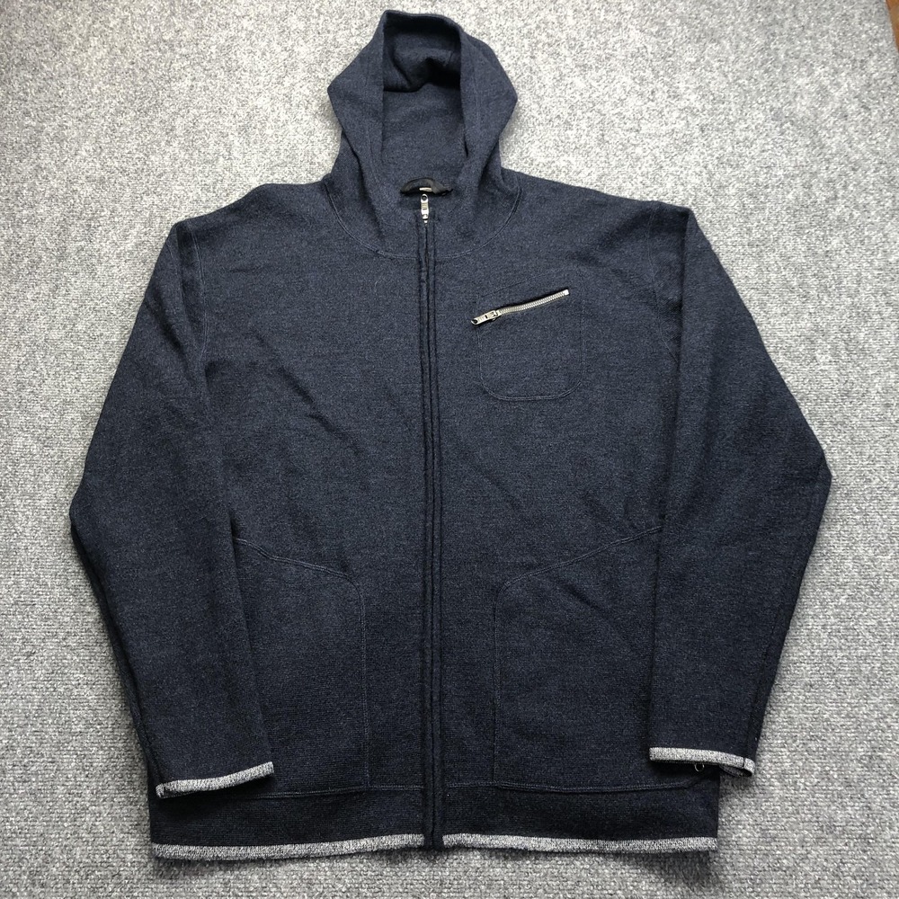Lululemon Hoodie Mens XL Blue Full Zip Knit Sweatshirt Chest Zip Pocket Logo
